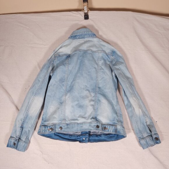 Garnet Hill Relaxed Denim Jeans Jacket Womens Size 8 Organic Cotton Blend - Picture 10 of 15